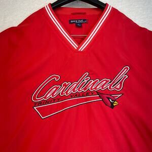 SportTek Trinity Valley college Cardinals Windshirt Pullover Red V-Neck Lined